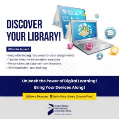 The USIU-Africa library to hold Discover Your Library Day every Thursday